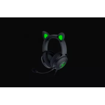 Razer Kraken V2 Pro Kitty Edition, laidinis, uždedamas ant galvos, juodas, žaidimų ausinių rinkinys