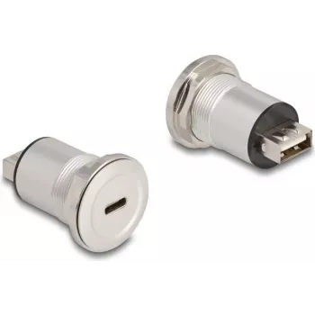 DeLOCK 88193 Sieninis lizdas USB A + USB C juodas sidabrinis USB 2.0