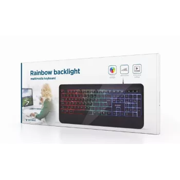 Gembird KB-UML-03 klaviatūra, multimedija, USB, ENG, juoda