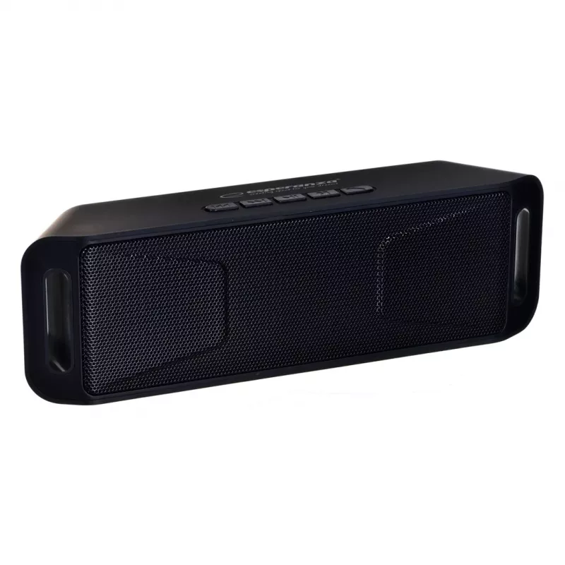 Nešiojamas stereo garsiakalbis ESPERANZA FOLK Black — 6 W RMS, Bluetooth, MicroSD, LiPo baterija