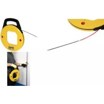 Laido traukimo juosta su būgnu C.K Tools 495054 — 30 m nailono strypas, 4 mm skersmens, lanksti kreipiamoji galvutė, raudona