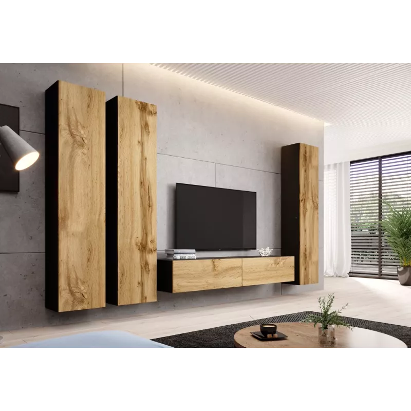Cama TV Stand VIGO '180' 30/180/40 Juoda/wotan oak