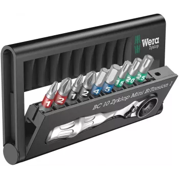 Wera Bit-Check 10 Zyklop Mini BiTorsion 1 rinkinys 10 dalių 7,6 x 2,5 x 12,7 cm