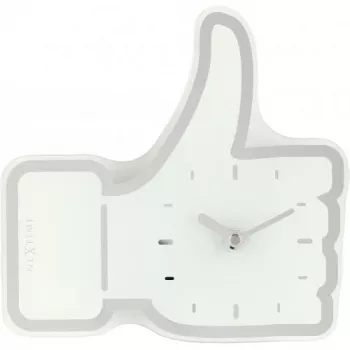 NeXtime klok 5185wi Mini Thumbs Up, 20,5x21 cm, sieninis, baltas/sidabrinis
