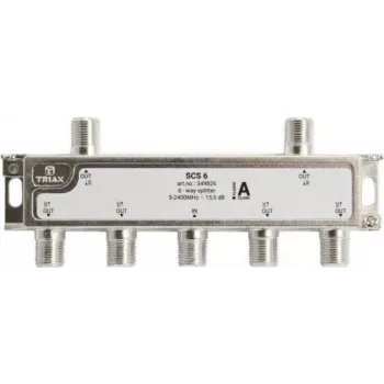 Triax SCS 6 – kabelių skirstytuvas (splitter) – 75 omų – 5–2400 MHz – sidabrinis/baltas – moteriškos jungtys – 16,5 dB (349826)