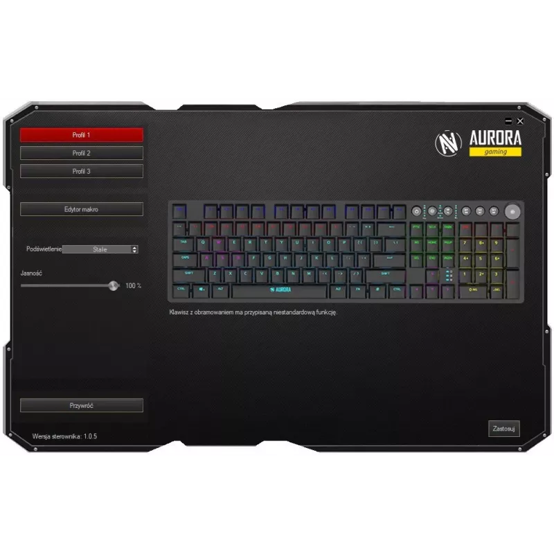 iBOX Aurora K-6 IKGMK6 mechaninė žema žaidimų klaviatūra, laidinė + RF belaidė + Bluetooth, KRGD Red jungikliai, LED pašvietimas, QWERTY anglų k., juoda