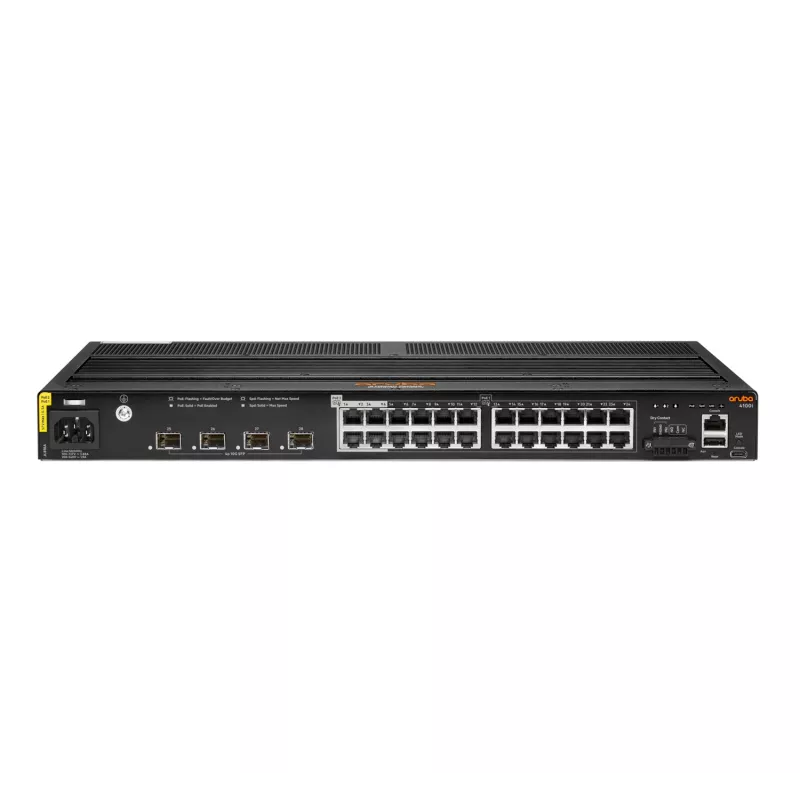 HPE Aruba 4100i jungiklis - 20 x 10/100/1000 (PoE 4 klasė) + 4 x 10/100/1000 (PoE 6 klasė) + 4 x SFP+ PoE 4/6 klasė