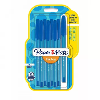 PAPER MATE rašiklis InkJoy 100 su dangteliu 8 vnt. M mėlyna