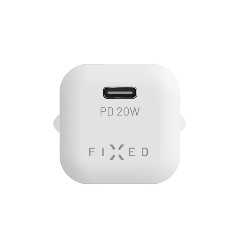 Nešiojamas USB-C kelioninis įkroviklis FIXED FIXC20M-C-WH 20W kompaktiškas dizainas