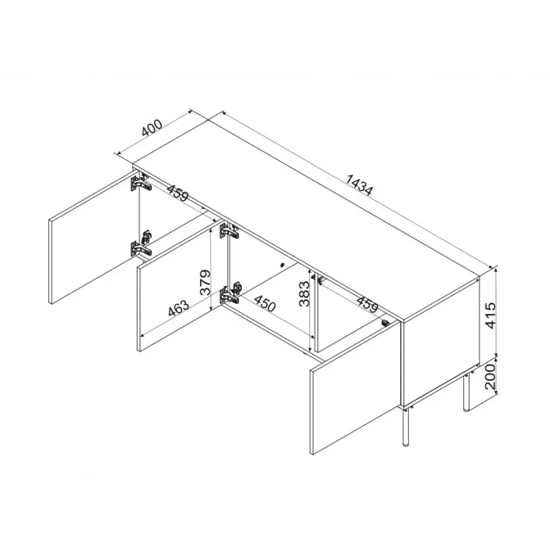 Cama INSERTO 3D TV spintelė 143.5x40x61.5 kašmyro + LED