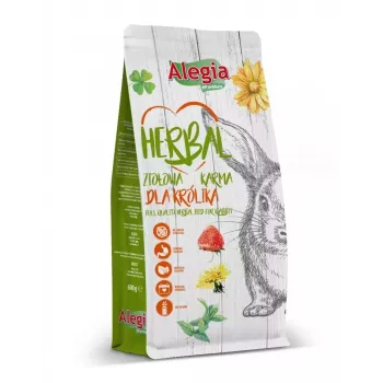 Sausas triušio ėdalas Alegia ALEGIA 600 g – pilnavertis suaugusių triušių pašaras su vaisių skoniu, be grūdų, glitimo ir sojos