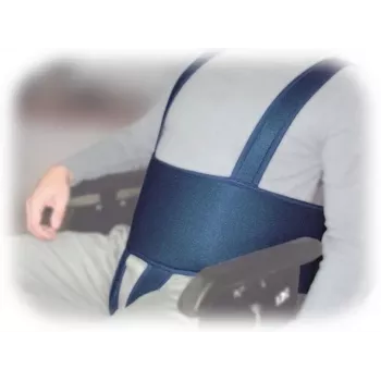 Stabilizacinis diržas neįgaliojo vežimėliui Aston Secubac IV 681022 — tekstilinis, reguliuojamas Velcro, 150 cm ilgio, 20 cm pločio, mėlynas