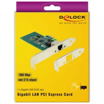 DeLock PCI Express kortelė > 1 x Gigabit LAN - tinklo adapteris - PCIe 2.1 Low-Profile - Gigabit Ethernet
