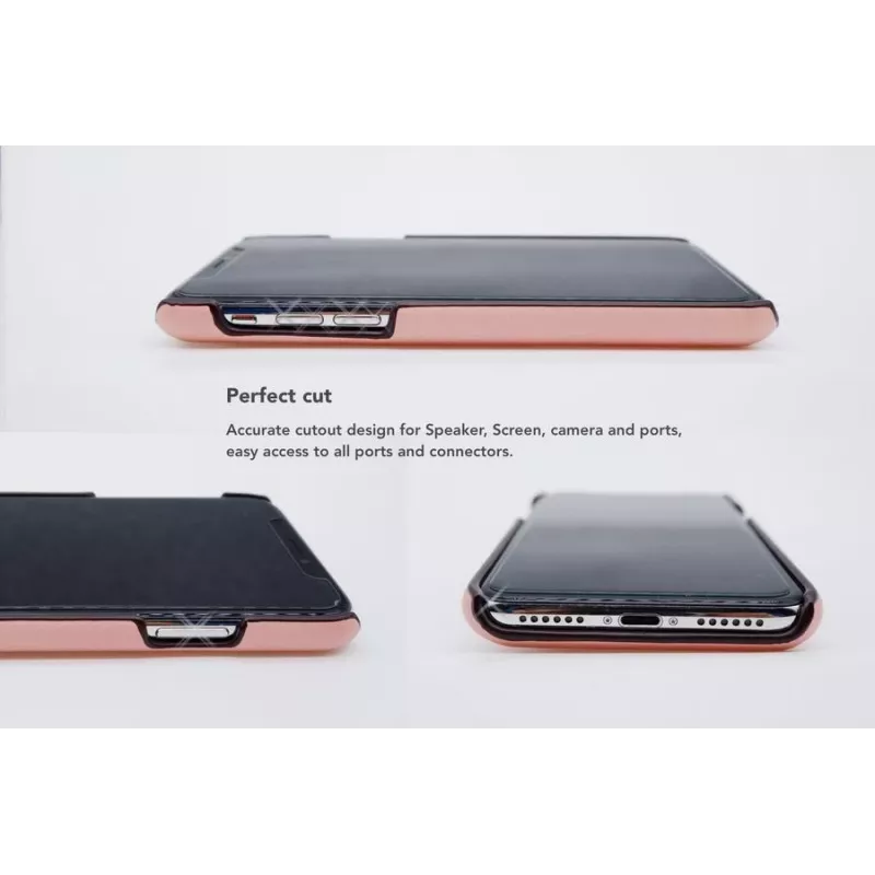 VixFox Card Slot Back Shell iPhone X/XS – rožinis apsauginis dėklas su kortelių kišene