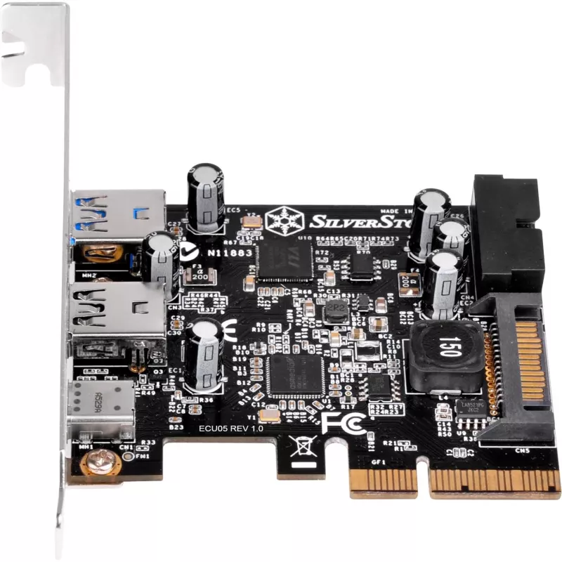SilverStone ECU05 USB adapter PCIe 2.0 x2 Low Profile USB 3.1 Type C x1 + USB 3.0 x2 + USB 3.0 (vidinis) x2 (SST-ECU05)