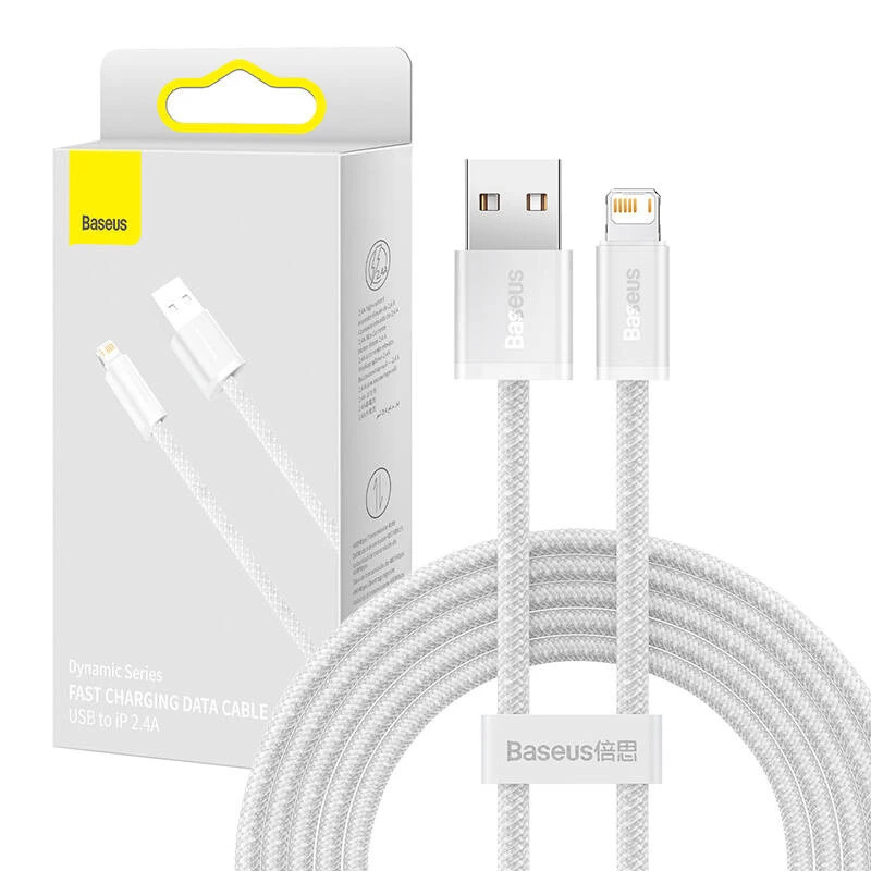 Baseus Dynamic laidas USB į Lightning, 2.4A, 2m (Baltas)