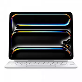 “Apple Magic Keyboard” belaidė klaviatūra su dėklu, skirta iPad Pro 13 colių M4, QWERTY išdėstymas, balta