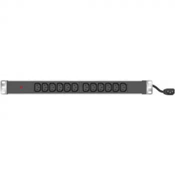Tecline 19 colių PDU 12x IEC13 lizdai aliumininiame korpuse 1U, 3x 1,5 mm kabelis 2,5 m, RAL 9005 juoda (808902)