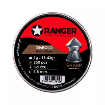 5.5 mm RANGER Diabolo Professional Sharp Grooved Point 250 šratai