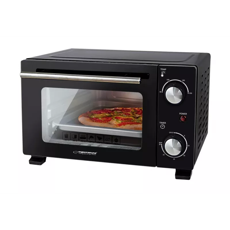 Mini orkaitė ESPERANZA EKO007N, 10 L, 800 W, juoda, max 250°C, mechaninis laikmatis 30 min