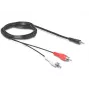 Garso kabelis DeLOCK 84000 1,5 m 2xRCA 3,5 mm Juodas