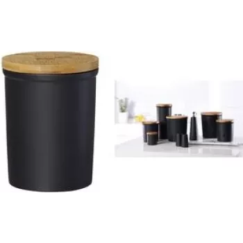 Sandėliavimo indas ritzenhoff & breker Jasper Black 1800 ml akmens masė su bambuko dangteliu