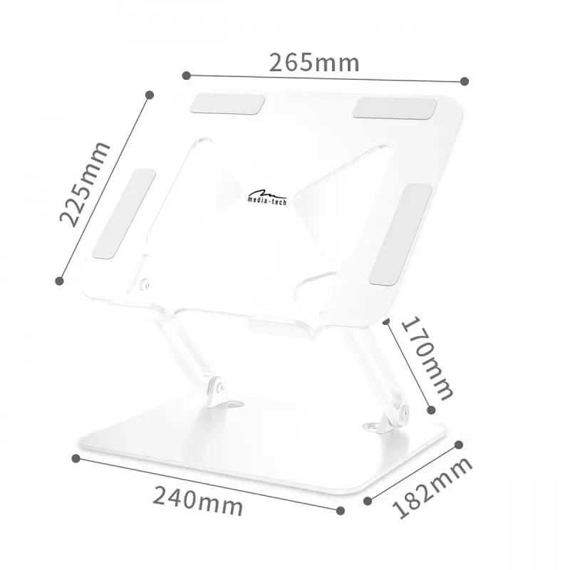 MEDIA-TECH Laptop Stovas – Nešiojamojo kompiuterio stovas MT2661W (baltas)