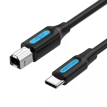 USB-C į USB 2.0 B tipo laidas Vention CQUBH — 2 m, juodas, 480 Mbps, 2 A