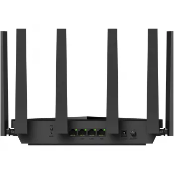 Stalininis maršrutizatorius Cudy WR11000 – tribandinis 2,4/5/6 GHz, Wi‑Fi 7, 4× 2,5 Gigabit LAN, 5765 Mbps 6 GHz juostoje, 512 MB RAM
