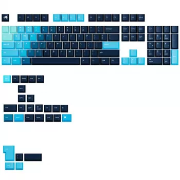 GLORIOUS GPBT Gradient Celestial Ice klavišų rinkinys — ANSI išdėstymas, PBT dažais sublimuoti klavišai