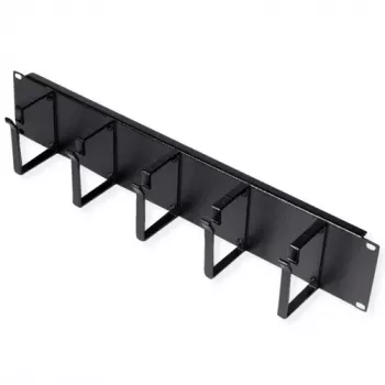 Patch panel ROLINE 19 colių 2U, kabelių kanalas 85x60 mm, plieninis korpusas, juodos spalvos