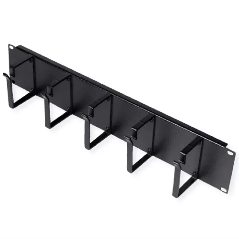 Patch panel ROLINE 19 colių 2U, kabelių kanalas 85x60 mm, plieninis korpusas, juodos spalvos
