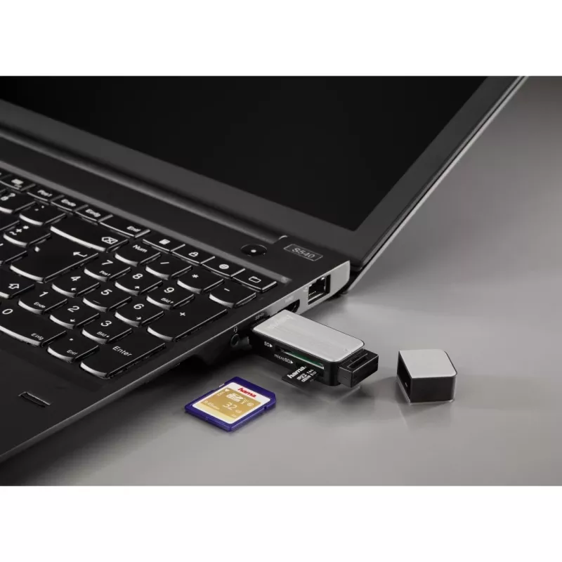 Hama 123900 kortelių skaitytuvas USB 3.2 Gen 1 (3.1 Gen 1) juodas, sidabrinis