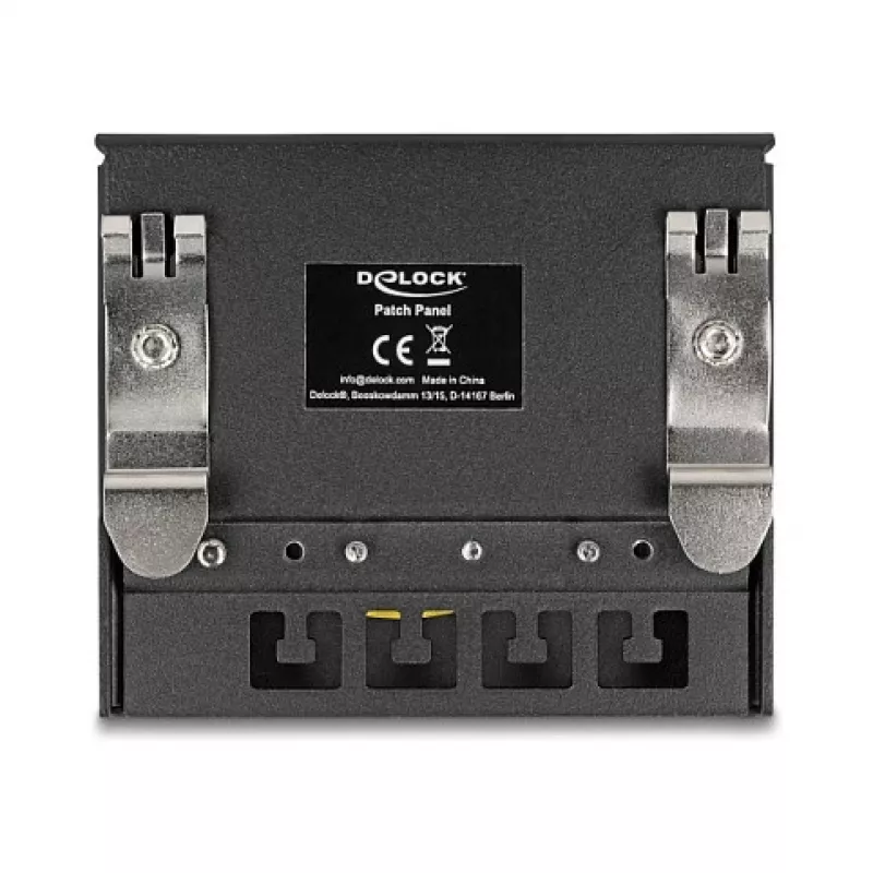 Pataisų skydelis DELOCK Mini Desktop RJ45 4 prievadų Cat.6A ekranuotas, juodas, metalinis, 90×22×93 mm