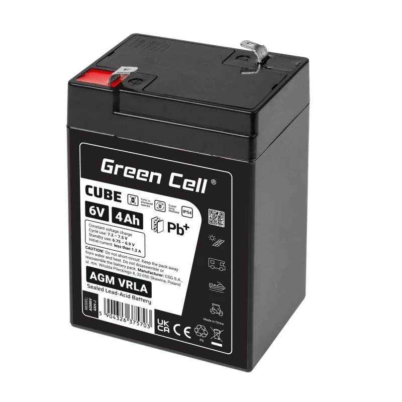 GREENCELL AGM VRLA baterija 6V 4Ah IP54