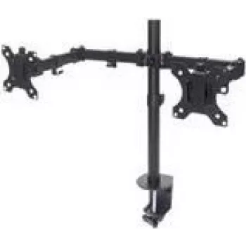 Manhattan Dvigubas Stalo Laikiklis Monitoriams ir TV (Pilnas Judesys), Ekranams nuo 10 inch iki 27 inch, Gnybtinis Tvirtinimas, VESA 75x75 ir 100x100mm, Maks. 8kg (kiekvienam), Juodas