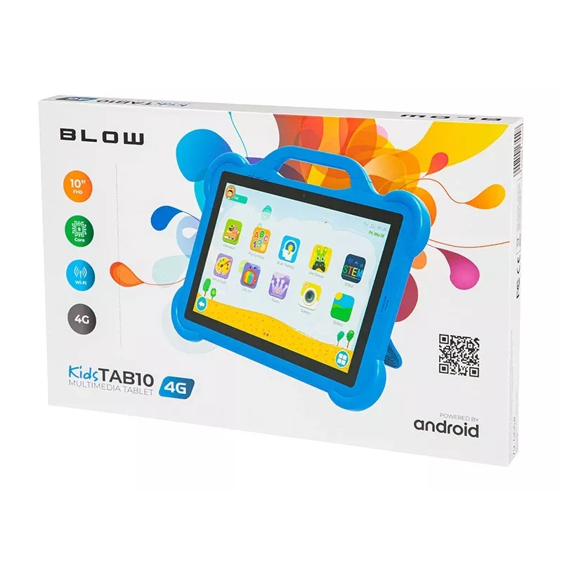 Planšetinis kompiuteris BLOW KidsTAB10 10.1 colių IPS 1200x1920, Android 12, 4GB RAM, 64GB eMCP, 4G (MicroSIM), 6000 mAh, Astral Blue