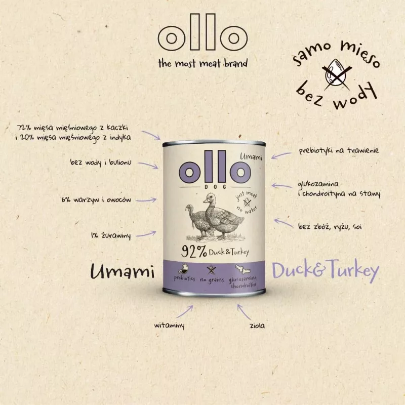 OLLO Umami Antiena ir kalakutiena šlapi šunų ėdalas 850g