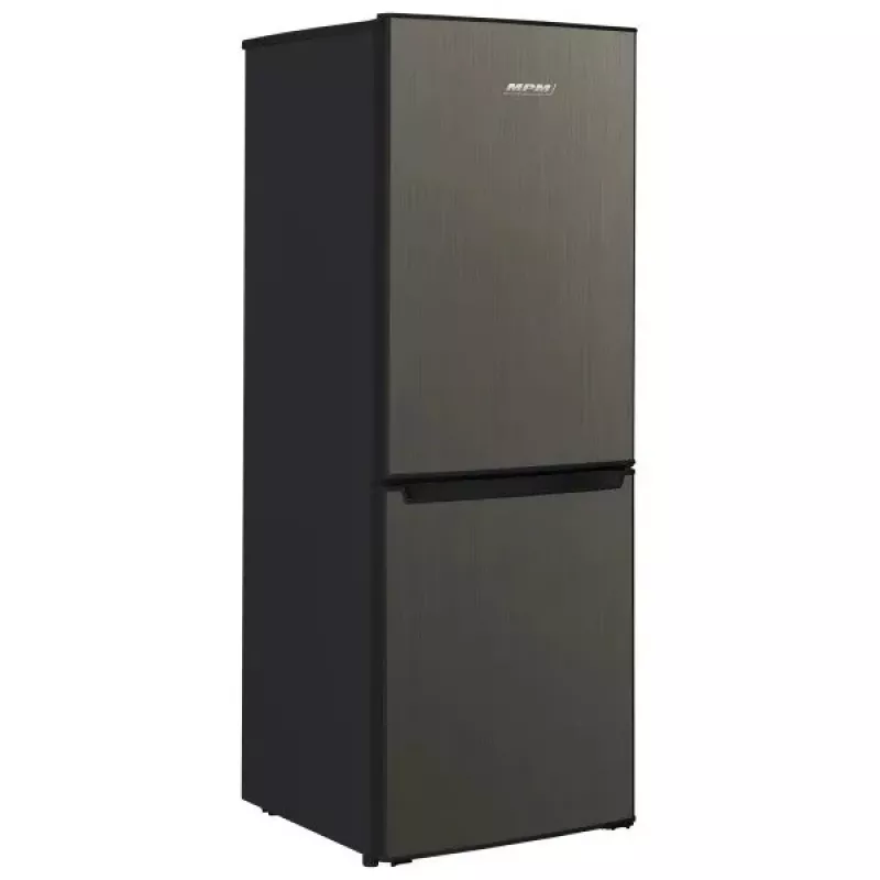 Šaldytuvas su šaldikliu MPM MPM-215-KB-39/E — 215 L, apatinis šaldiklis, tamsus inox, reversinės durelės, LED apšvietimas