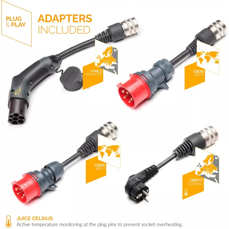 Juice Technology JUICE BOOSTER 2 Traveller Plus EV Set (EU) (antracitas/juoda, 1,4 - 22 kW, 3,1 m laidas)