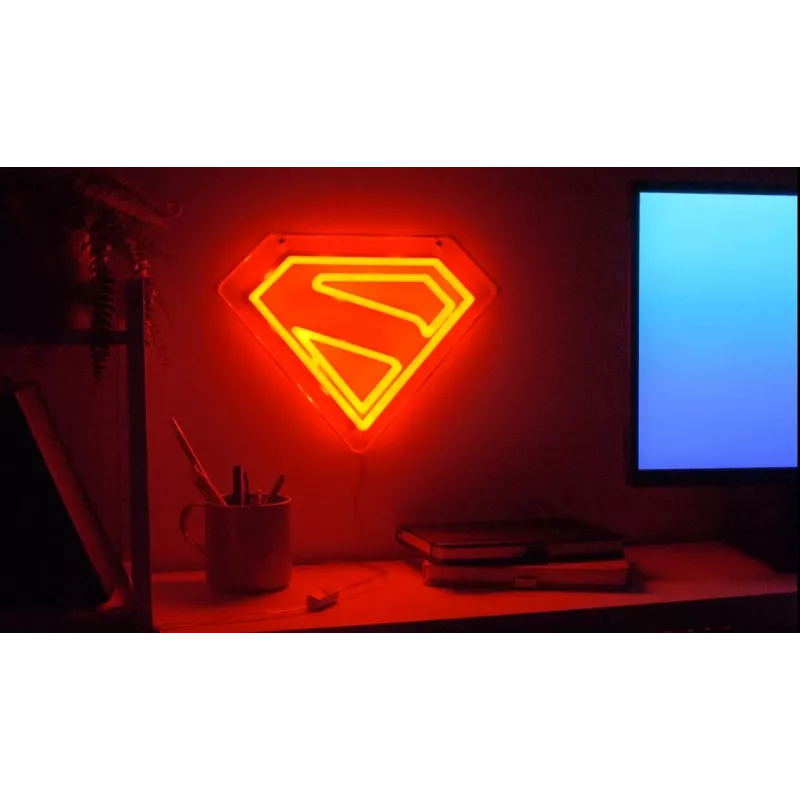LED neoninė sieninė lemputė Paladone Superman PP14478SMTVN, dekoratyvinis sienos ženklas