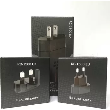 BlackBerry Rapid Travel Charger RC-1500, multipinas EU/JK/ŠA, juodas (3 vnt. rinkinys)