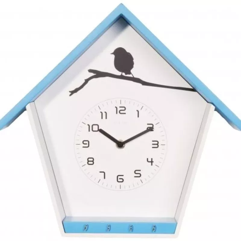 NeXtime Cuckey 3109bl sieninis laikrodis, 30.5x33x11 cm, mėlynai baltas