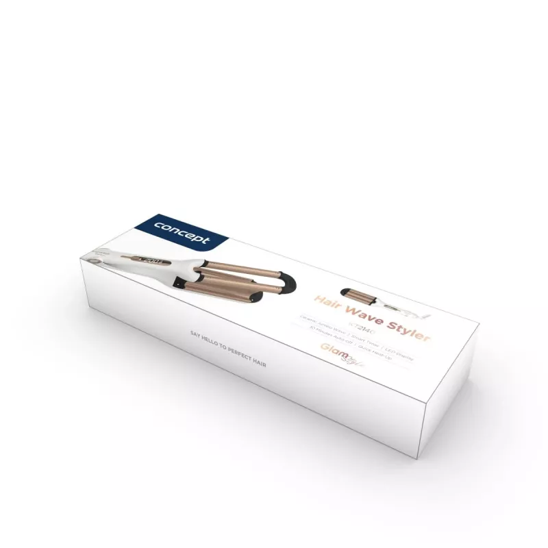 Plaukų banguotojas Concept GLAM Style KT2140 — 100 W, 120–200 °C, 9 temperatūros lygių, 1,8 m sukamas laidas, auksinis