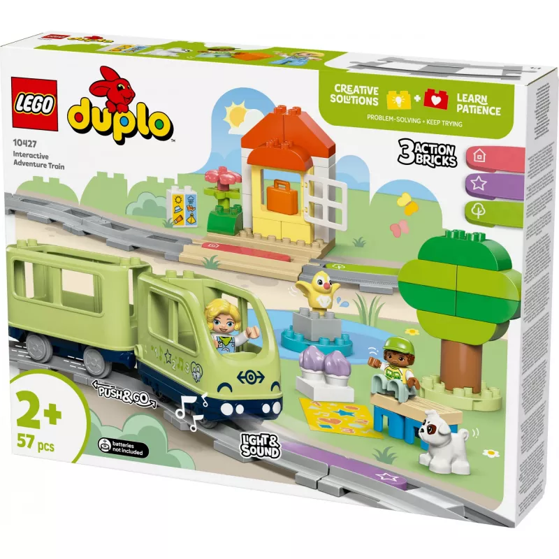 Traukinukų rinkinys LEGO DUPLO Interaktyvi nuotykių geležinkelis 10427, 57 dalių, 2 minifigūrėlės, nuo 2 metų