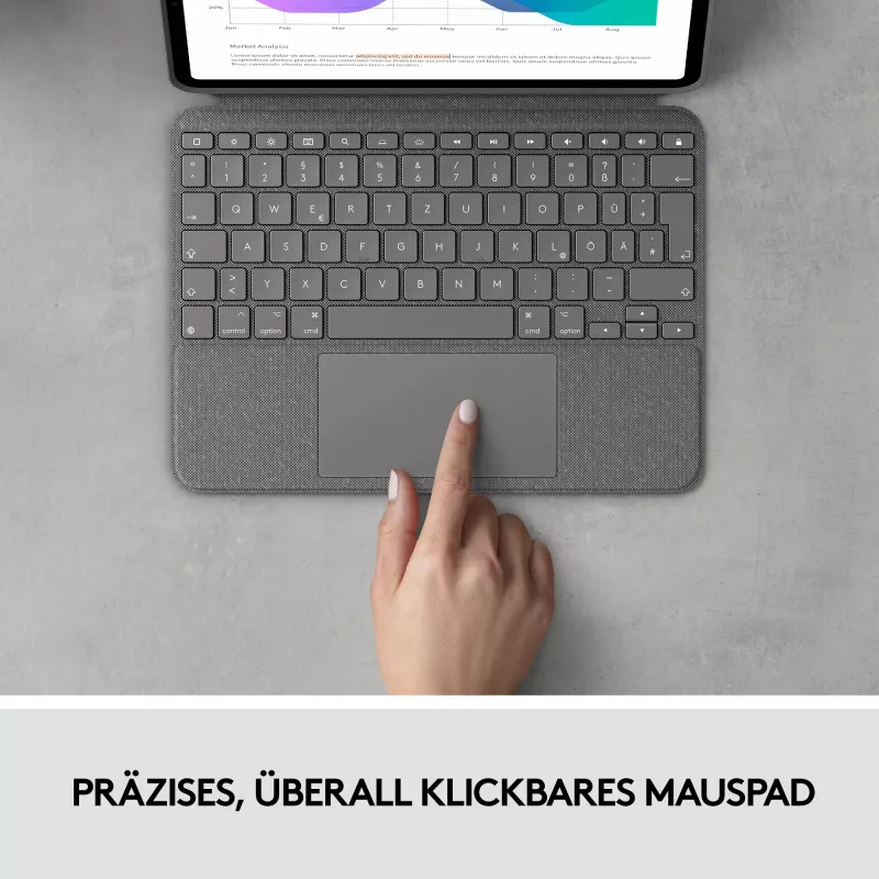Dėklas su klaviatūra Logitech Combo Touch US iPad Pro 11 1,2,3 gen pilka