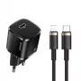 usams Phone Charger T36 1x USB-C + Lightning PD — kompaktiškas PD įkroviklis su USB-C ir Lightning jungtimis