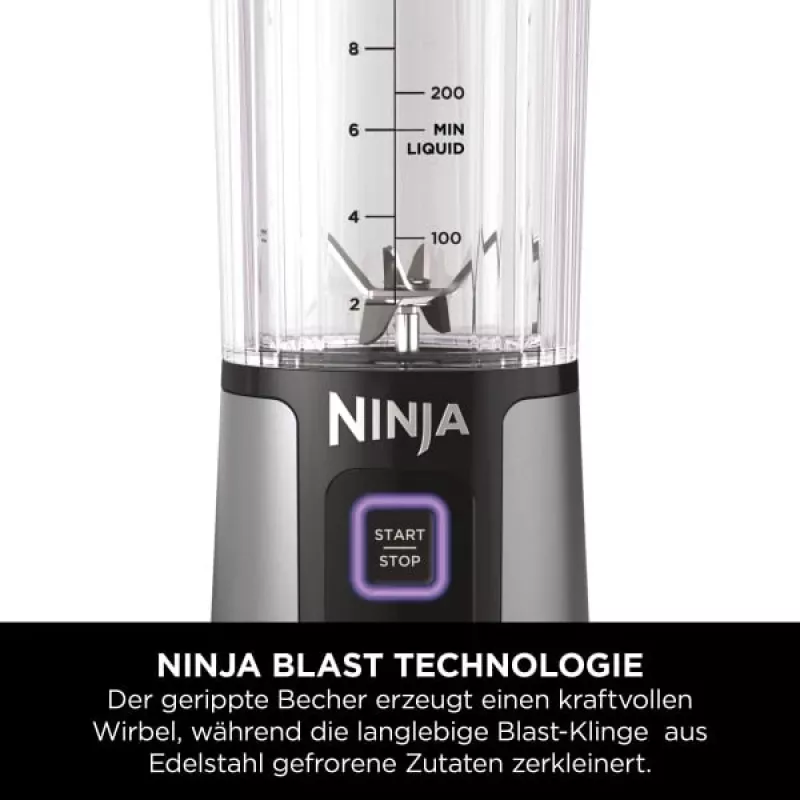 Sportinis blenderis Ninja BC151EUBK — 0,53 L dubuo, 14,4 W, baterija, ledo smulkinimas, juodas