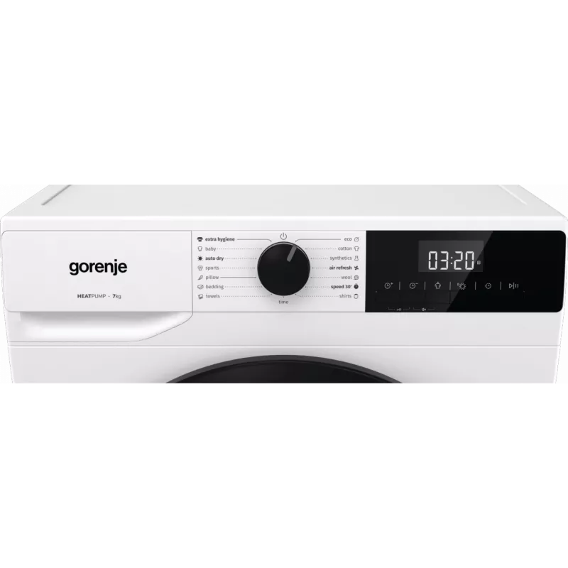Gorenje D2HNE7E džiovyklė | Energijos klasė E | 7 kg | Šilumos siurblys | LED | 51 cm | Balta