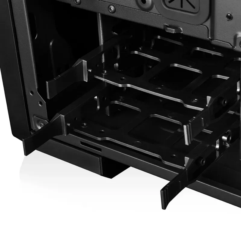 Korpusas MODECOM Oberon Pro Midi Tower – juodas, ATX/microATX/ITX, 7 lizdai, iki 395 mm GPU, 5 HDD/3 SSD vietos